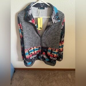 Fashion express Gray Aztec Pattern Zip-Up Jacket